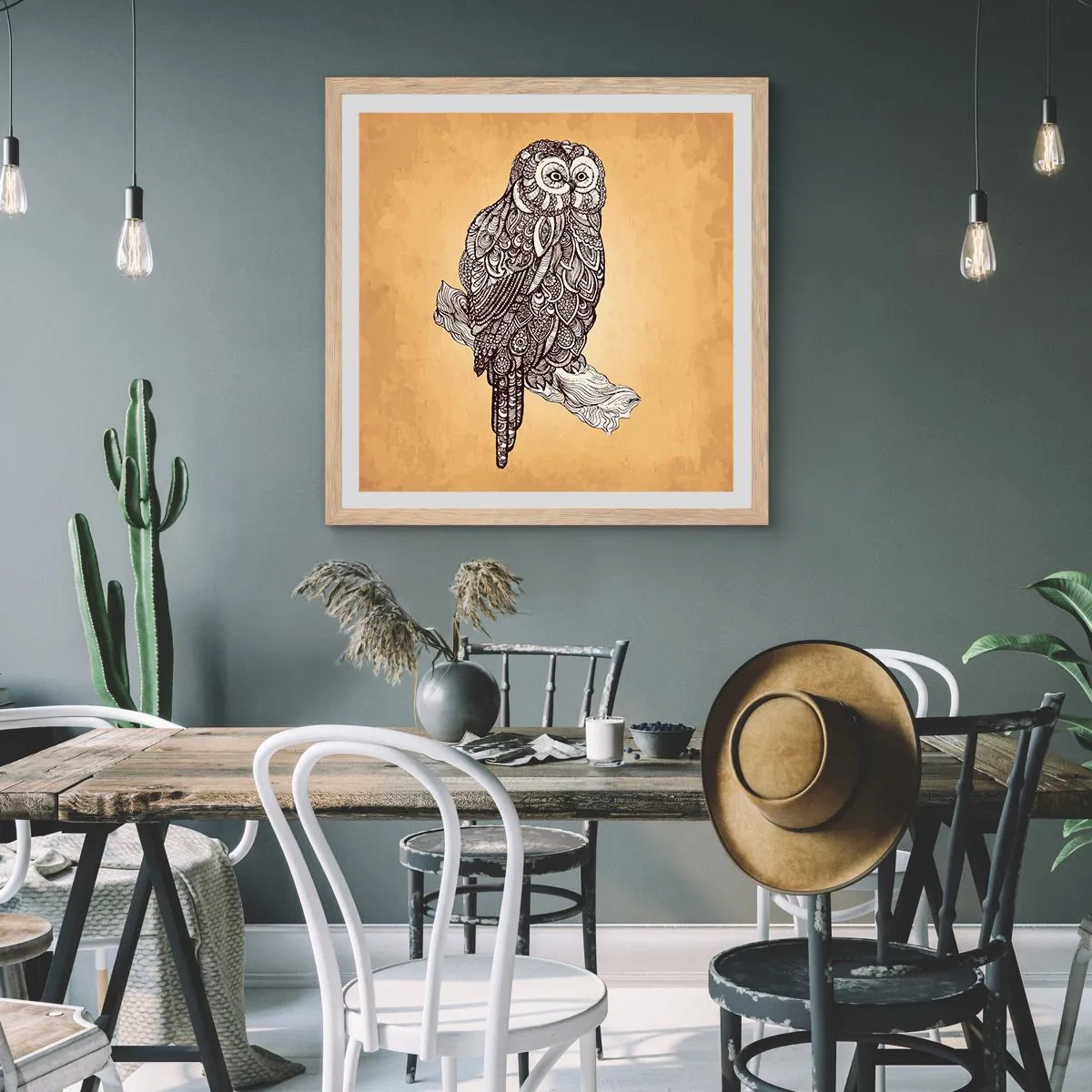 Poster in cornice rovere chiaro - Delicati ghirigori di saggezza - 40x40 cm