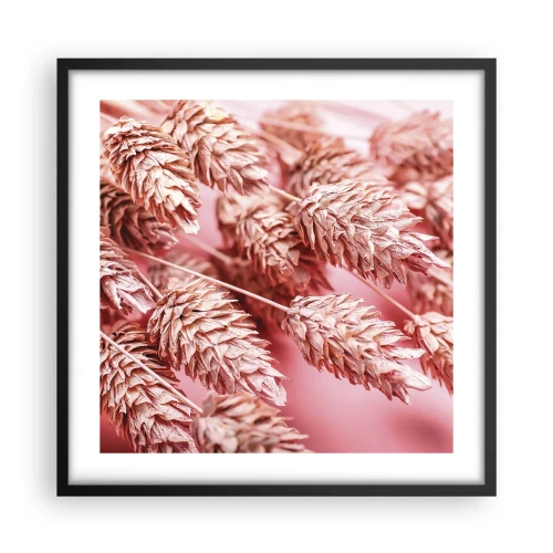 Poster in cornice nera - Cascata di fiori in rosa - 50x50 cm