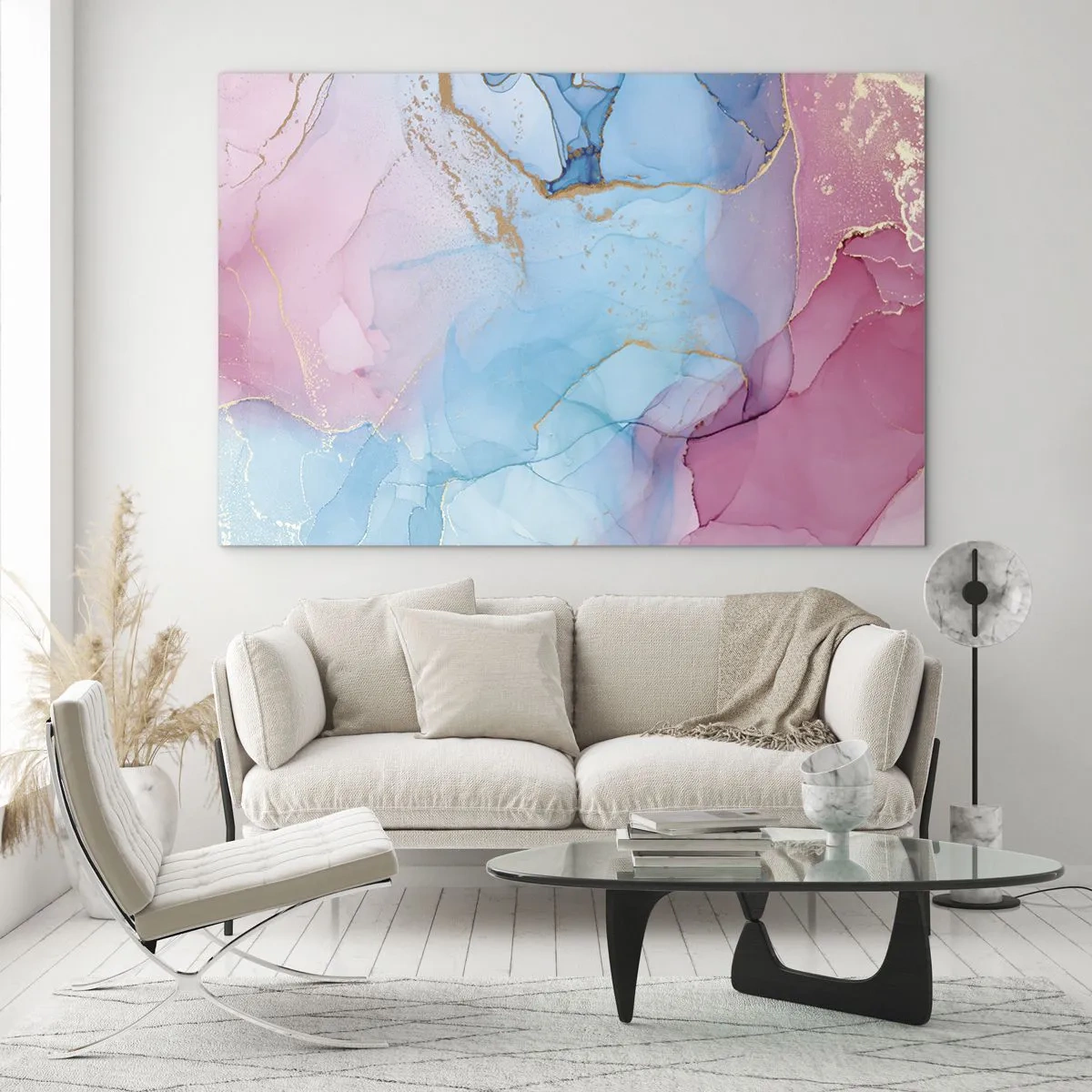 Quadro su vetro - Incontro e interpenetrazione - 100x70cm - Incontro e compenetrazione - Decorazione murale moderna per soggiorno e camera da letto ARTTOR