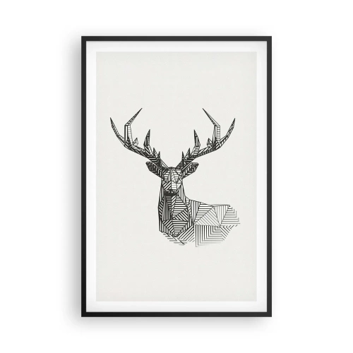 Poster in cornice nera - Cervo in stile cubista - 61x91 cm