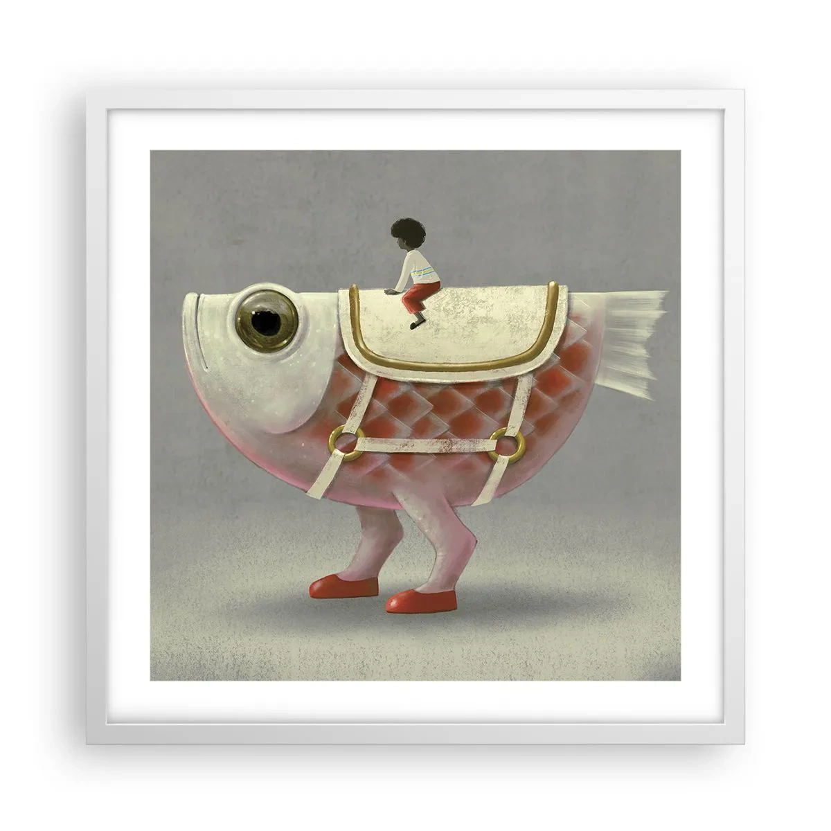 Poster in cornice bianca - Il cavaliere del pesce - 50x50 cm
