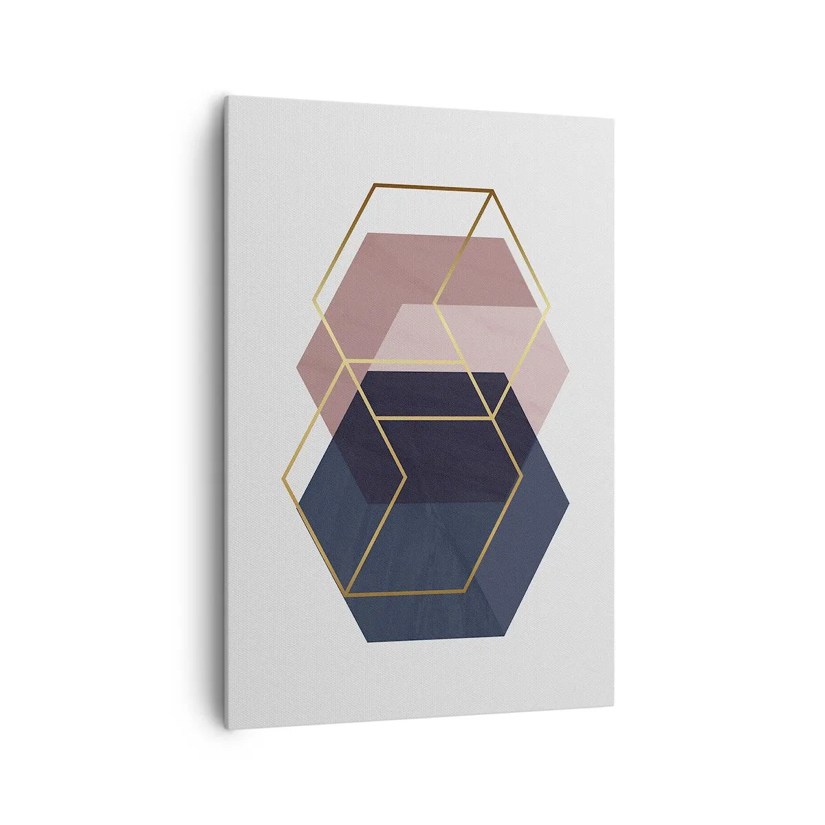 Quadro su tela - Stampe su Tela - Forme geometriche in linee dorate su uno sfondo pastello - 70x100cm - La forza della semplicità - Decorazione murale moderna per soggiorno e camera da letto ARTTOR