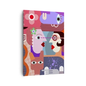Quadro su tela - Stampe su Tela - Figure astratte in colori vivaci - 70x100cm - Faccia a faccia - Decorazione murale moderna per soggiorno e camera da letto ARTTOR