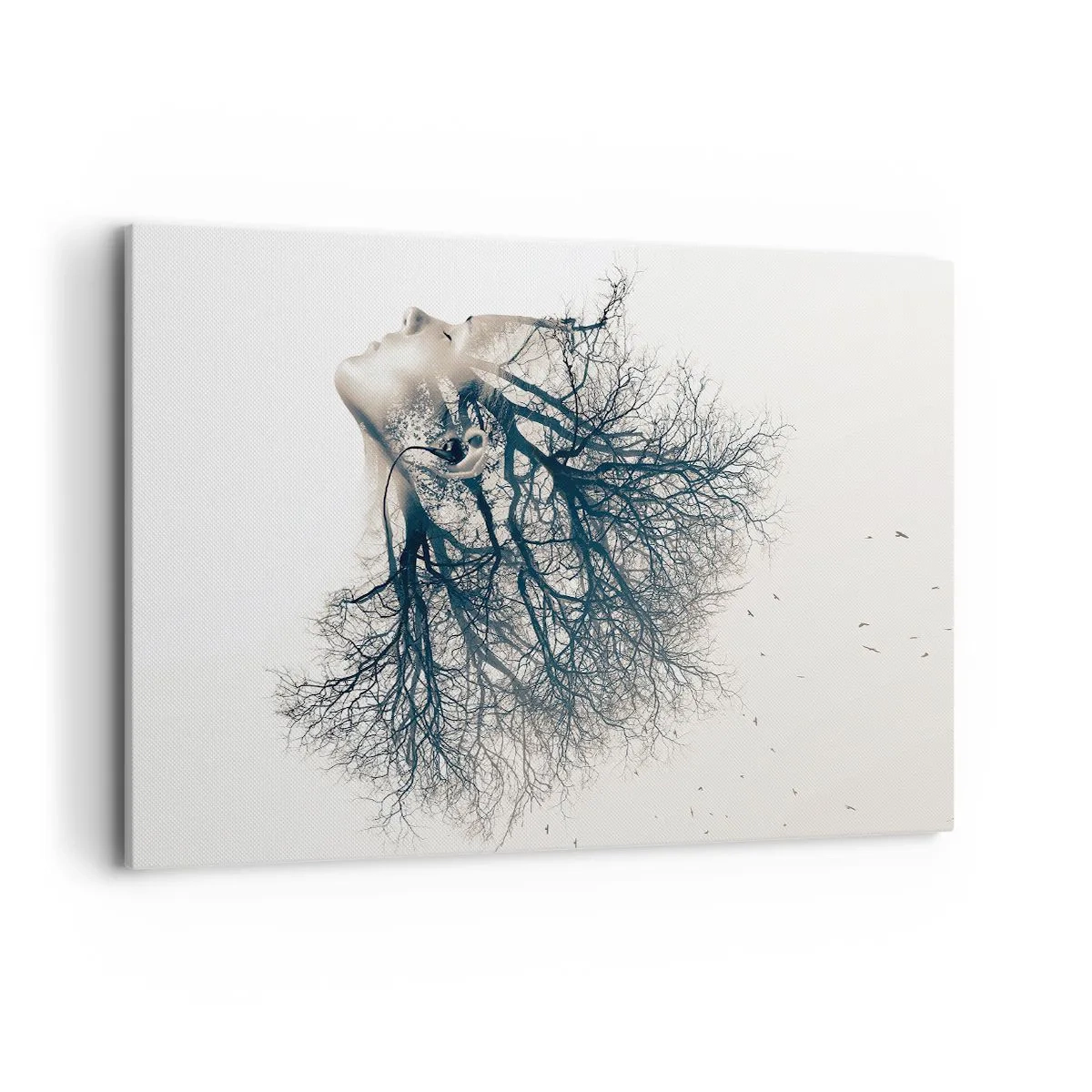 Quadro su tela - Stampe su Tela - Silhouette creativa di una donna e alberi - 120x80cm - In ascolto del sussurro dell'albero - Decorazione murale moderna per soggiorno e camera da letto ARTTOR
