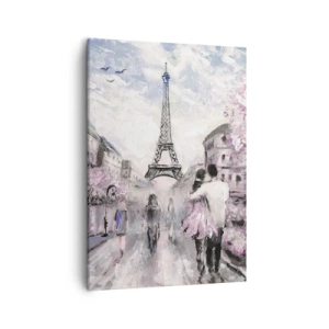 Quadro su tela - Stampe su Tela - Una passeggiata romantica a Parigi vicino alla Torre Eiffel - 50x70cm - Se innamorarsi, allora solo a... - Decorazione murale moderna per soggiorno e camera da letto ARTTOR
