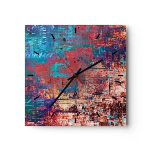 Orologio da parete - Orologio in Vetro - Una composizione astratta con un mix di colori intensi. - 30x30cm - Memoria e dimenticanza - Decorazione murale moderna per soggiorno e camera da letto ARTTOR