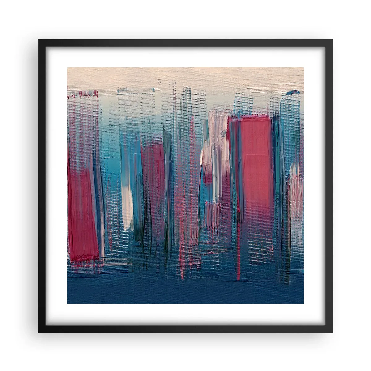 Poster in cornice nera - Composizione verticale in blu e rosso - 50x50 cm