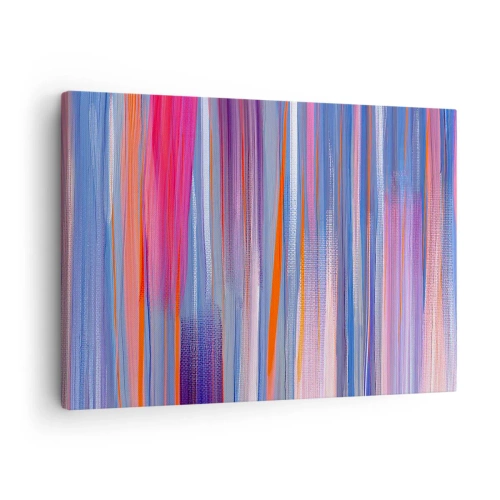 Quadro su tela - Stampe su Tela - Linee verticali astratte nelle tonalità del blu e del rosa - 70x50cm - Ascensione arcobaleno - Decorazione murale moderna per soggiorno e camera da letto ARTTOR