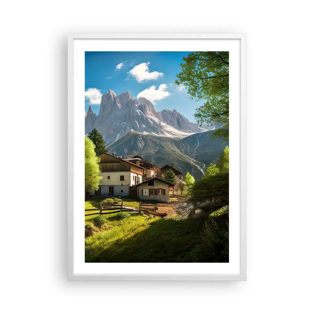 Poster in cornice bianca - Idillio alpino - 50x70 cm