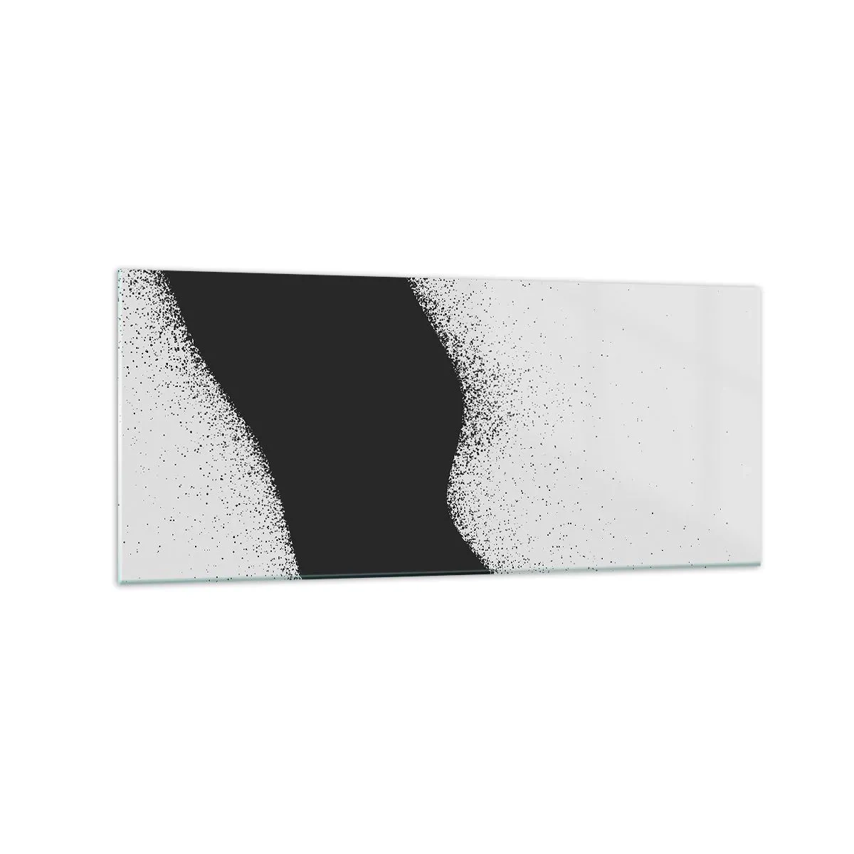 Quadro su vetro - Motivo astratto in bianco e nero con delicati punti su tela - 120x50cm - Equilibrio fluido - Decorazione murale moderna per soggiorno e camera da letto ARTTOR