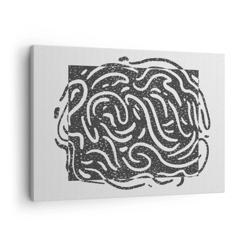 Quadro su tela - Stampe su Tela - Astrazione in bianco e nero in stile geometrico - 70x50cm - Astrazione: la danza della gioia - Decorazione murale moderna per soggiorno e camera da letto ARTTOR
