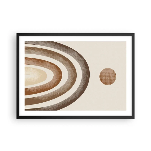 Poster in cornice nera - Motivo planetario geometrico nei toni del marrone - 70x50cm - In una galassia lontana - Decorazione murale moderna per soggiorno e camera da letto ARTTOR