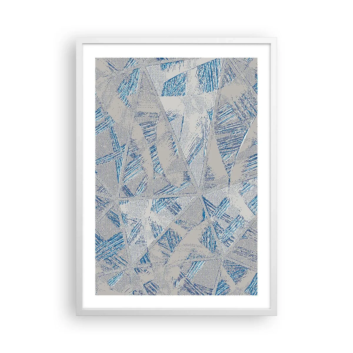 Poster in cornice bianca - Nel labirinto grigioblu - 50x70 cm