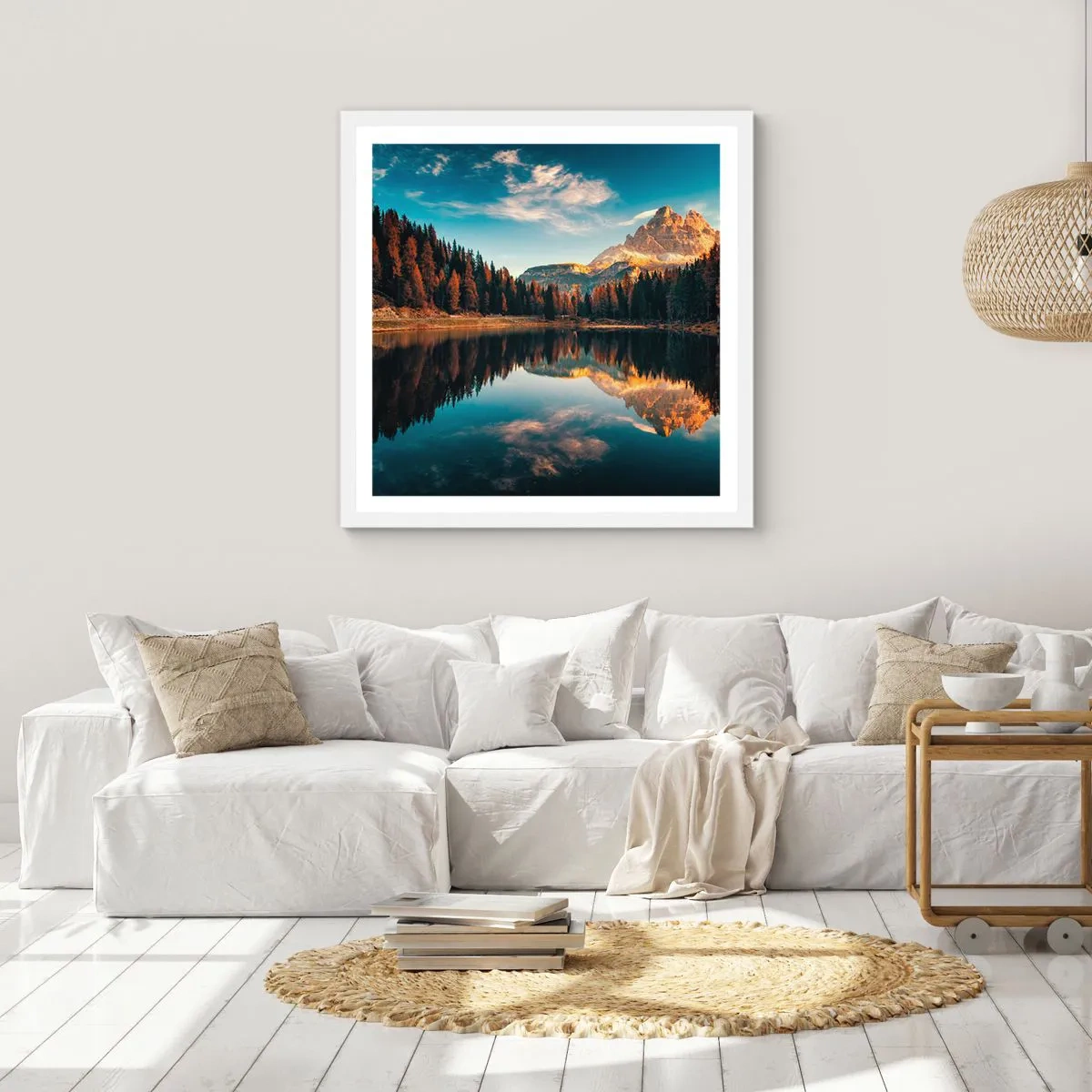 Poster in cornice bianca - Paesaggio doppio - 40x40 cm