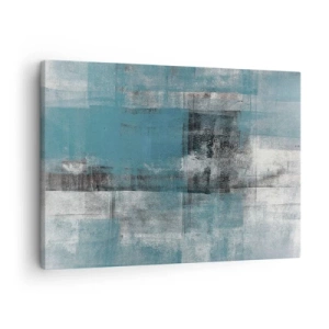 Quadro su tela - Stampe su Tela - Una composizione astratta nelle tonalità del blu con texture e strati. - 70x50cm - Acqua e aria - Decorazione murale moderna per soggiorno e camera da letto ARTTOR