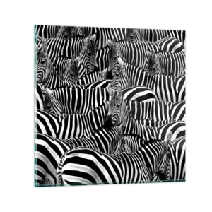 Quadro su vetro - Ritratto collettivo a strisce - 50x50 cm