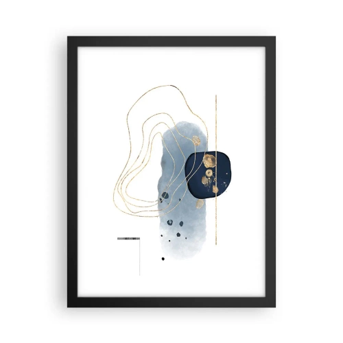 Poster in cornice nera - Fantasia blu e oro - 30x40 cm