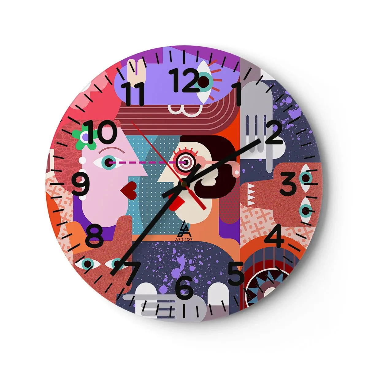 Orologio da parete - Orologio in Vetro - Faccia a faccia - 30x30 cm