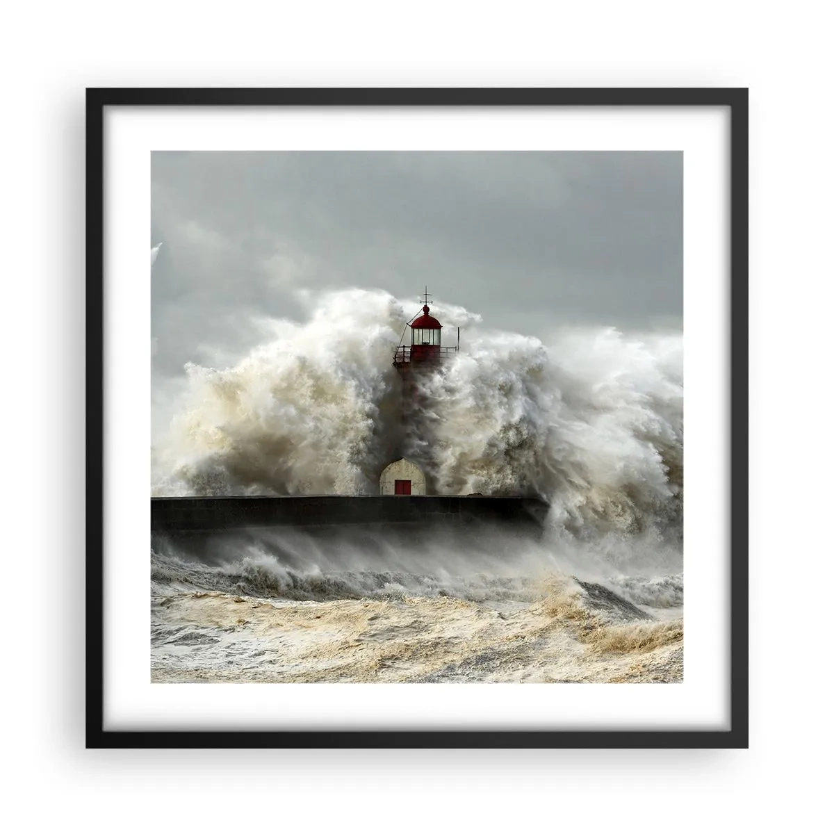 Poster in cornice nera - L'ira dell'oceano - 50x50 cm