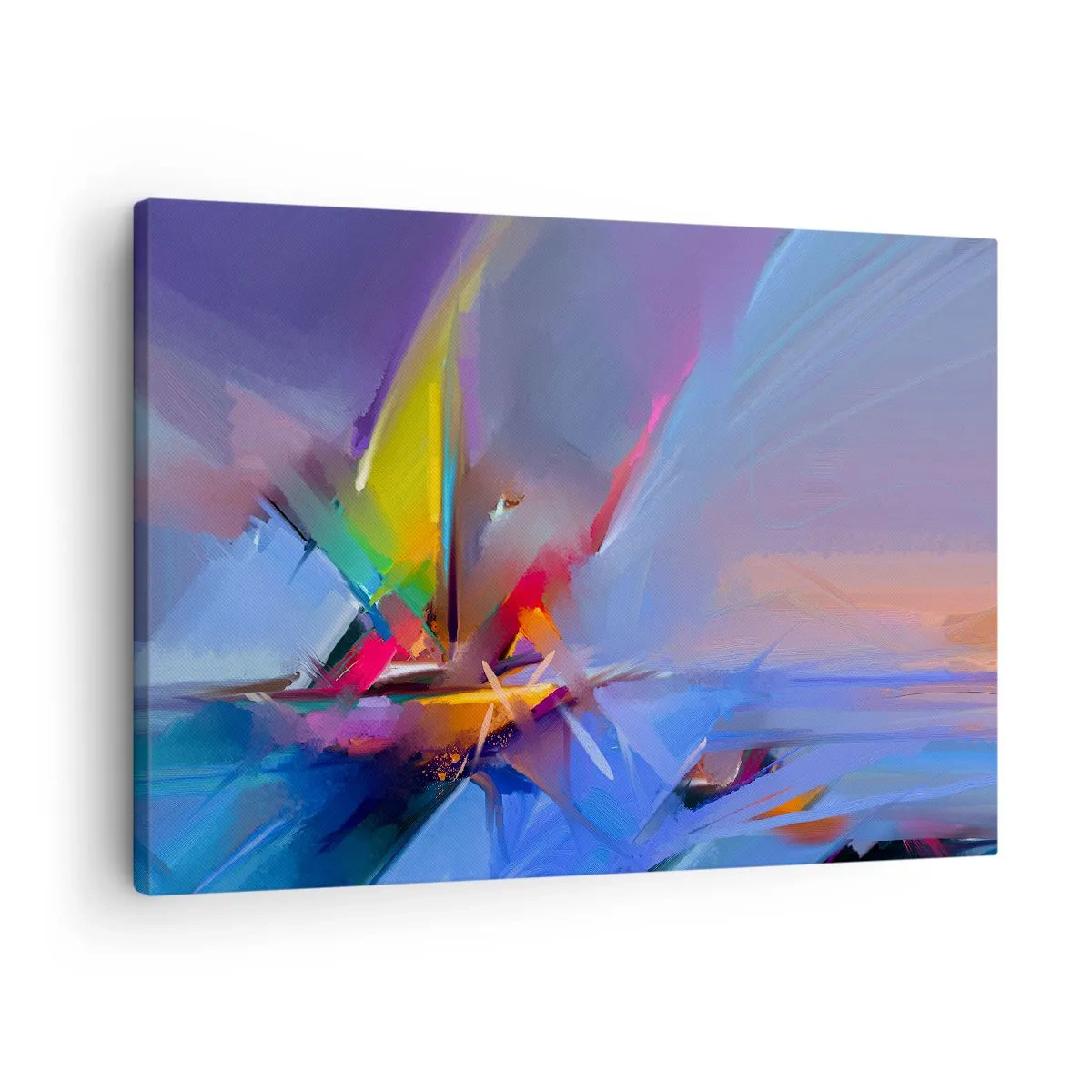 Quadro su tela - Stampe su Tela - Composizione astratta con colori intensi - 70x50cm - Eliche come un uccello - Decorazione murale moderna per soggiorno e camera da letto ARTTOR
