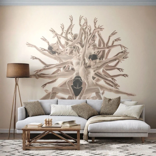 Fotomurali Standard Eco - Una composizione dinamica di ballerine in un arrangiamento artistico - 100x70cm - Fiorendo nella danza - Decorazione murale moderna per soggiorno e camera da letto ARTTOR