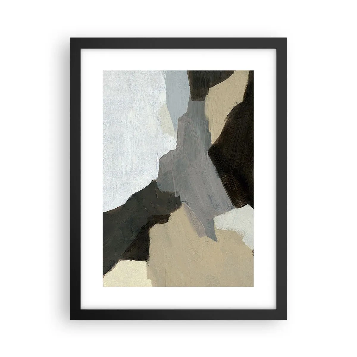 Poster in cornice nera - Astrazione: il crocevia del grigio - 30x40 cm