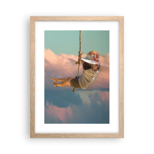 Poster in cornice rovere chiaro - Divertimento tra le nuvole - 30x40 cm