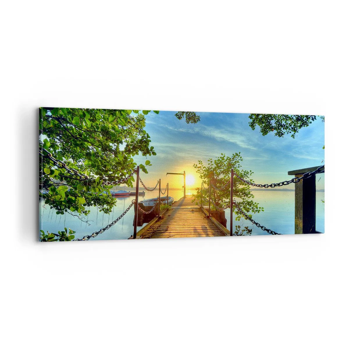 Quadro su tela - Stampe su Tela - Tramonto sul lago - 100x40 cm