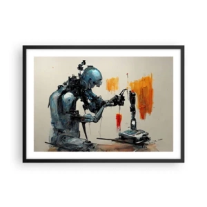 Poster in cornice nera - Robot al lavoro con sfondo astratto - 70x50cm - È già domani... - Decorazione murale moderna per soggiorno e camera da letto ARTTOR