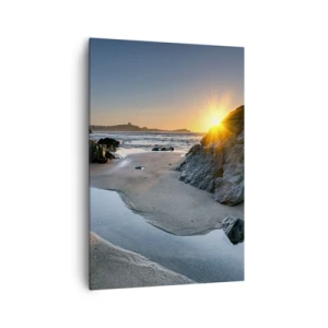 Quadro su tela - Stampe su Tela - Tramonto pittoresco su una spiaggia rocciosa - 70x100cm - Mai toccate da mano umana - Decorazione murale moderna per soggiorno e camera da letto ARTTOR