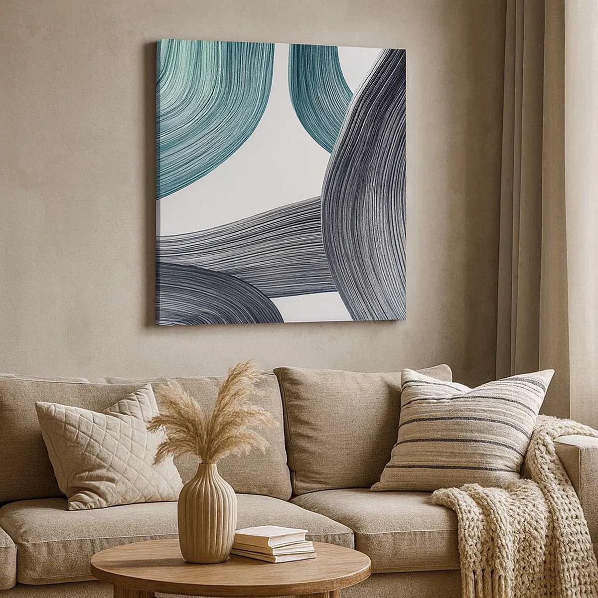 Quadro su tela - Stampe su Tela - Tracce smeraldo e nero - 30x30 cm