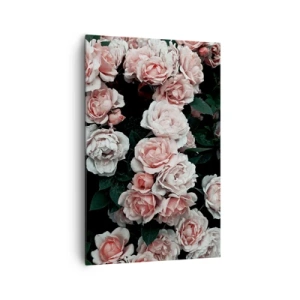 Quadro su tela - Stampe su Tela - Rose rosa su sfondo scuro in una composizione delicata - 80x120cm - Composizione di rose - Decorazione murale moderna per soggiorno e camera da letto ARTTOR