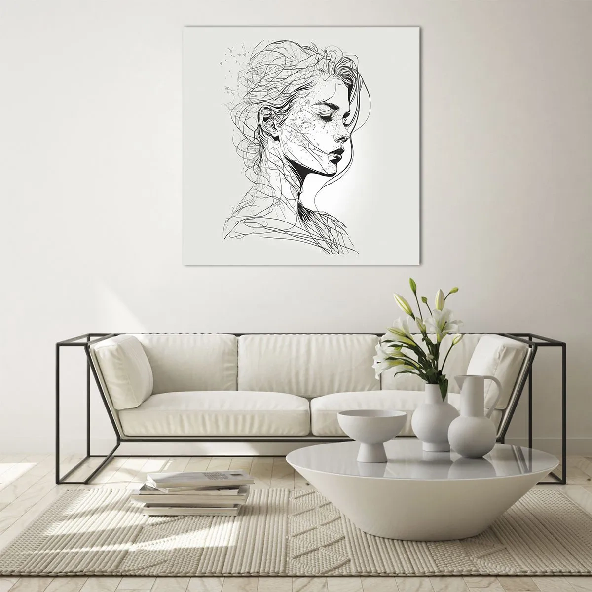 Quadro su vetro - Ritratto pensieroso - 40x40 cm