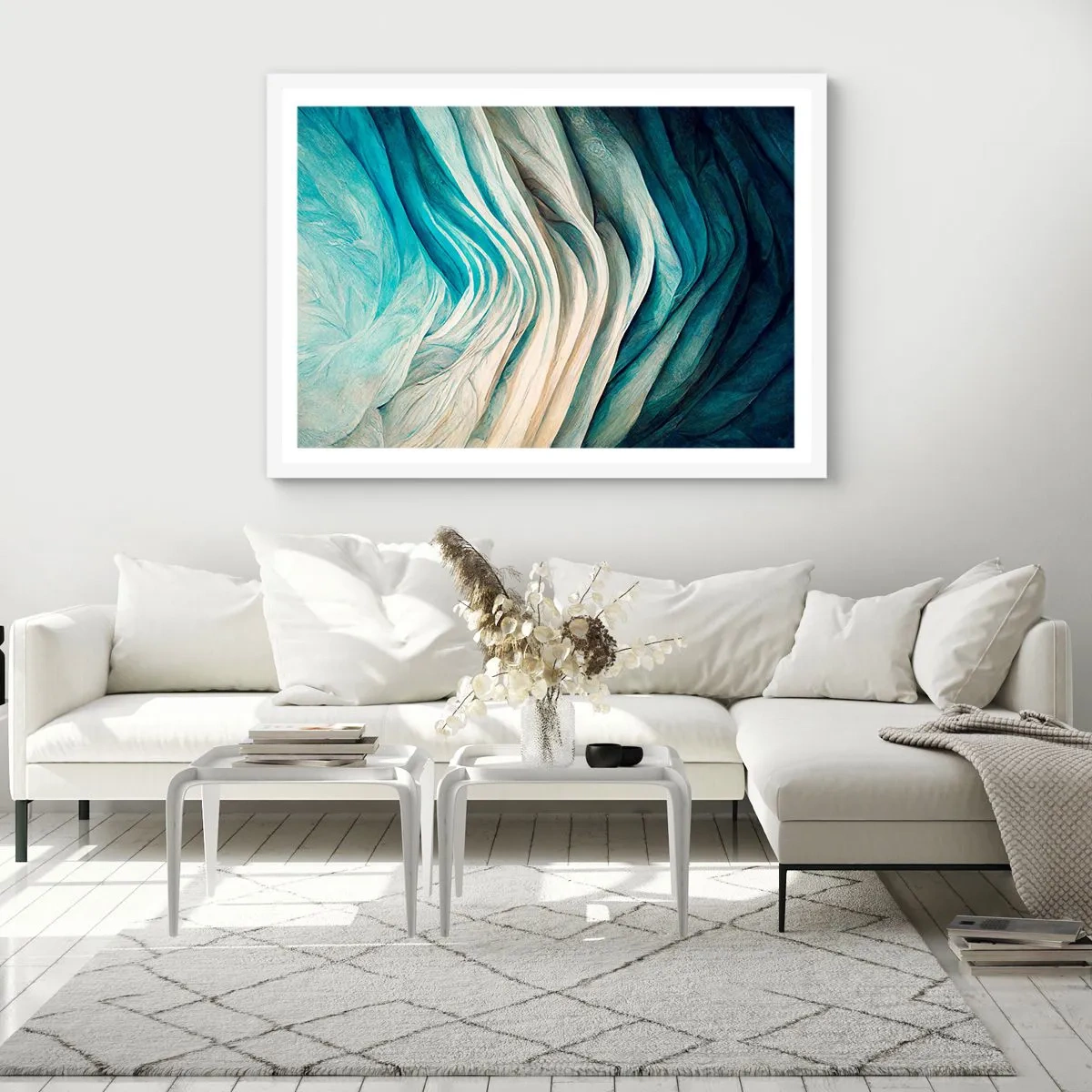 Poster in cornice bianca - Blu insaziabile - 91x61 cm