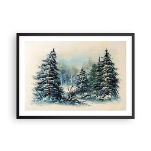 Poster in cornice nera - Paesaggio invernale con alberi innevati - 70x50cm - Pronti al Natale - Decorazione murale moderna per soggiorno e camera da letto ARTTOR