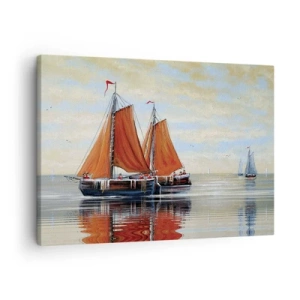 Quadro su tela - Stampe su Tela - Barche a vela a due alberi in acque calme - 70x50cm - Naviga, marinaio... - Decorazione murale moderna per soggiorno e camera da letto ARTTOR