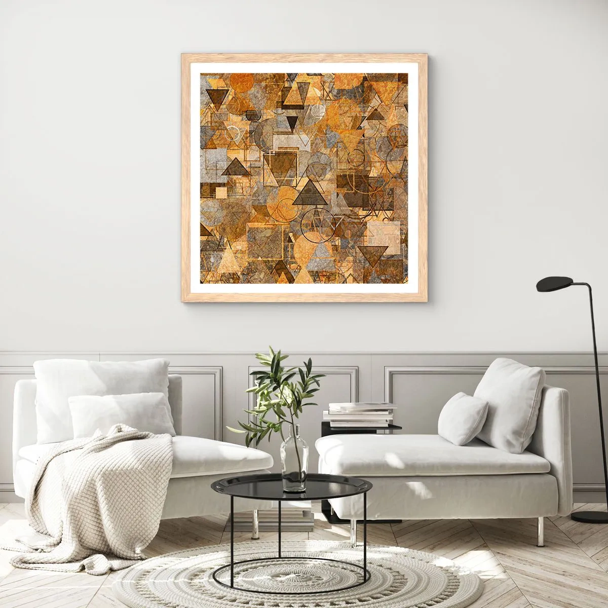 Poster in cornice rovere chiaro - Il mondo compreso nella forma - 40x40 cm