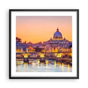 Poster in cornice nera - Tramonto sulla Città Eterna - 50x50 cm