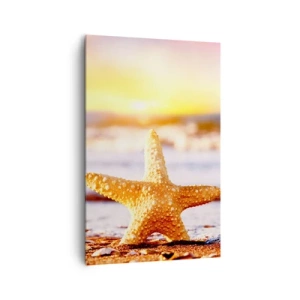 Quadro su tela - Stampe su Tela - Una stella marina su una spiaggia sabbiosa al chiarore del sole al tramonto - 80x120cm - Regalo del mare - Decorazione murale moderna per soggiorno e camera da letto ARTTOR