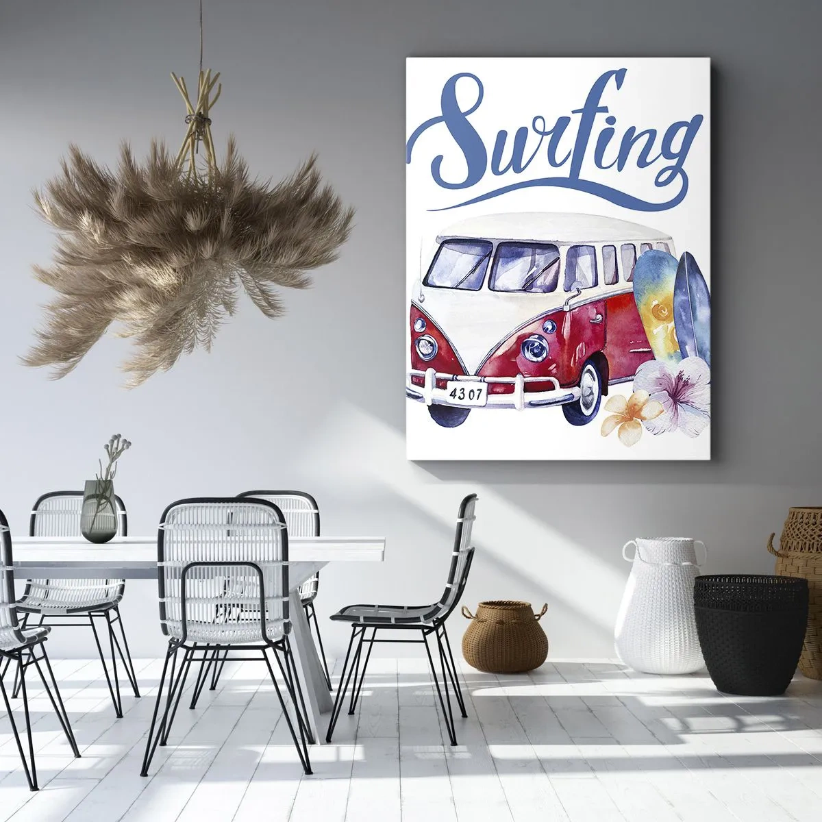 Quadro su tela - Stampe su Tela - In pulmino a fare surf - 65x120 cm