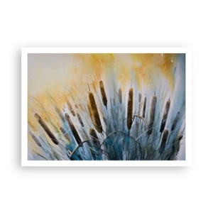 Poster - Canne pittoresche sotto i raggi del sole - 100x70cm - Fresco dell'acqua, calore del sole - Decorazione murale moderna per soggiorno e camera da letto ARTTOR