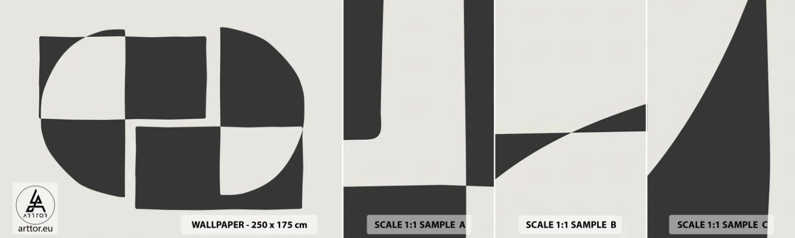 Campione di Fotomurale Adesivo Deluxe Sticker - Antitesi - sintesi - Astrazione, Pezzo, Bianco e nero - 100x30 cm