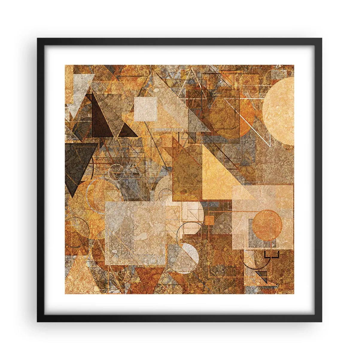 Poster in cornice nera - Studio cubista in marrone - 50x50 cm