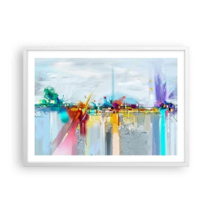 Poster in cornice bianca - Il ponte della gioia sul fiume della vita - 70x50 cm