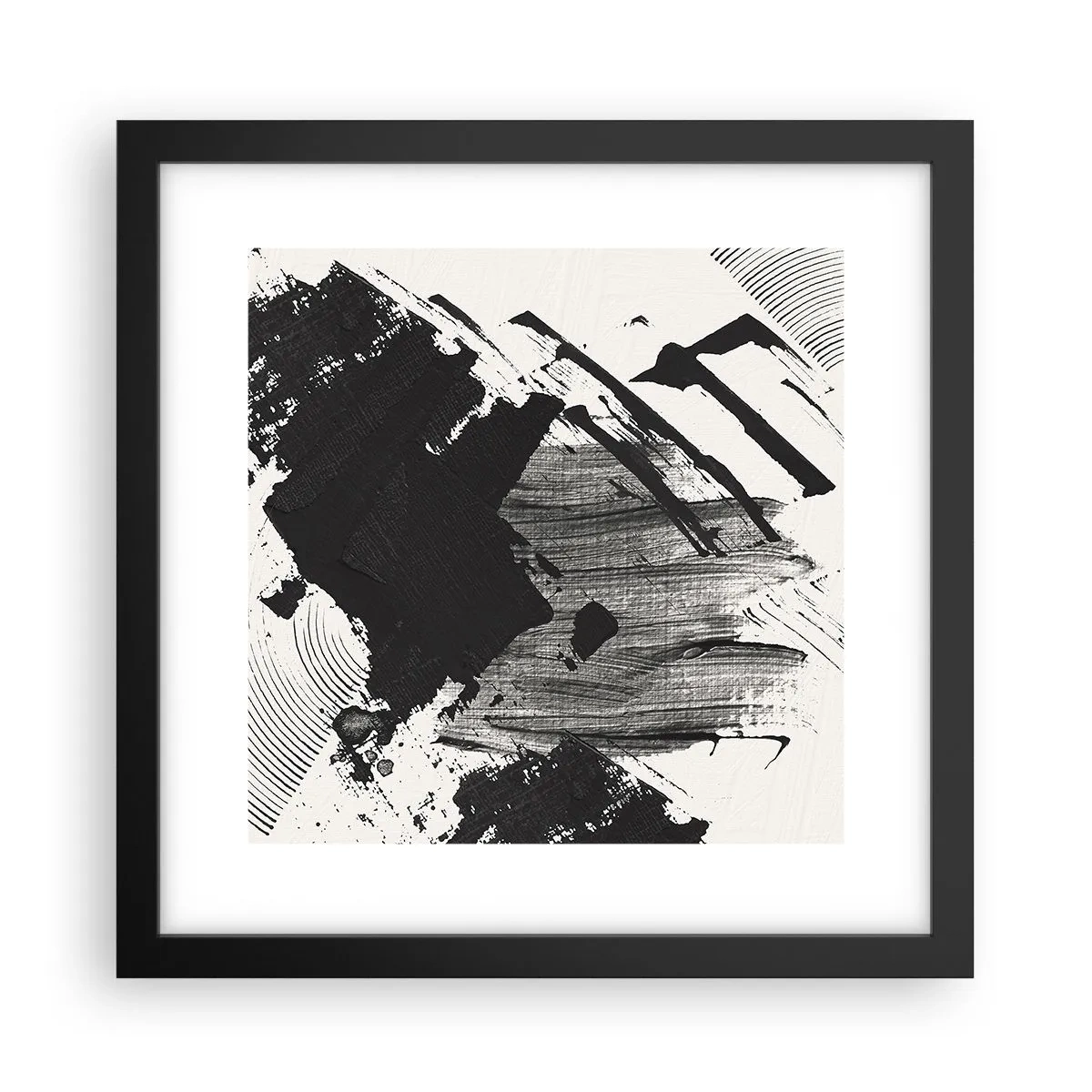 Poster in cornice nera - Astrazione: espressione di nero - 30x30 cm
