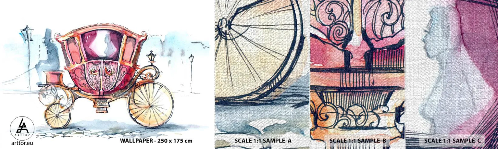 Campione di Fotomurale Premium Canvas - Al matrimonio o al ballo? - Per bambini, Carrozza, Viaggio - 100x30 cm