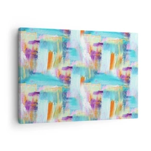 Quadro su tela - Stampe su Tela - Astrazione colorata con pennellate dinamiche - 70x50cm - Mite intreccio soffuso - Decorazione murale moderna per soggiorno e camera da letto ARTTOR