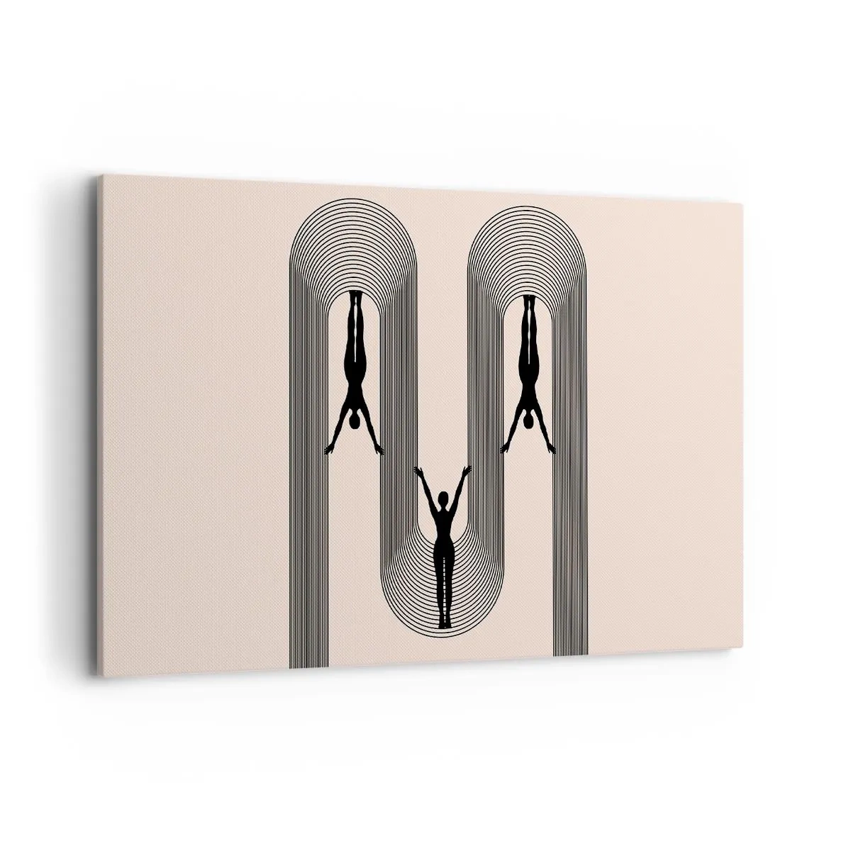 Quadro su tela - Stampe su Tela - Silhouette geometriche su sfondo beige - 120x80cm - Sottosopra - Decorazione murale moderna per soggiorno e camera da letto ARTTOR