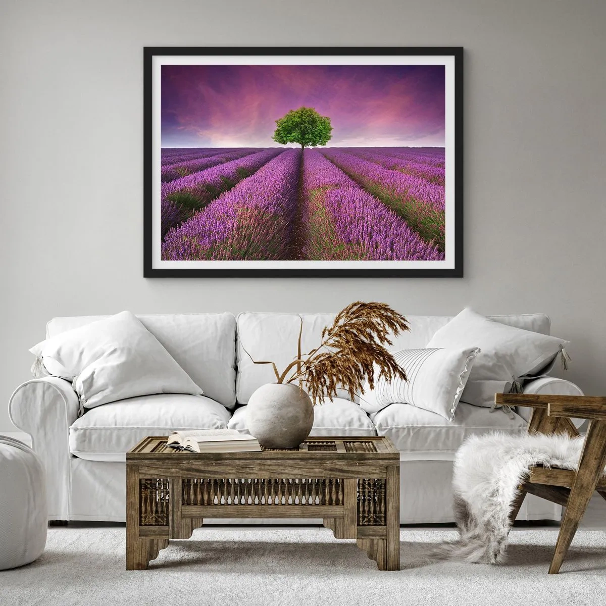 Poster in cornice nera - Sui campi di lavanda - 40x30 cm
