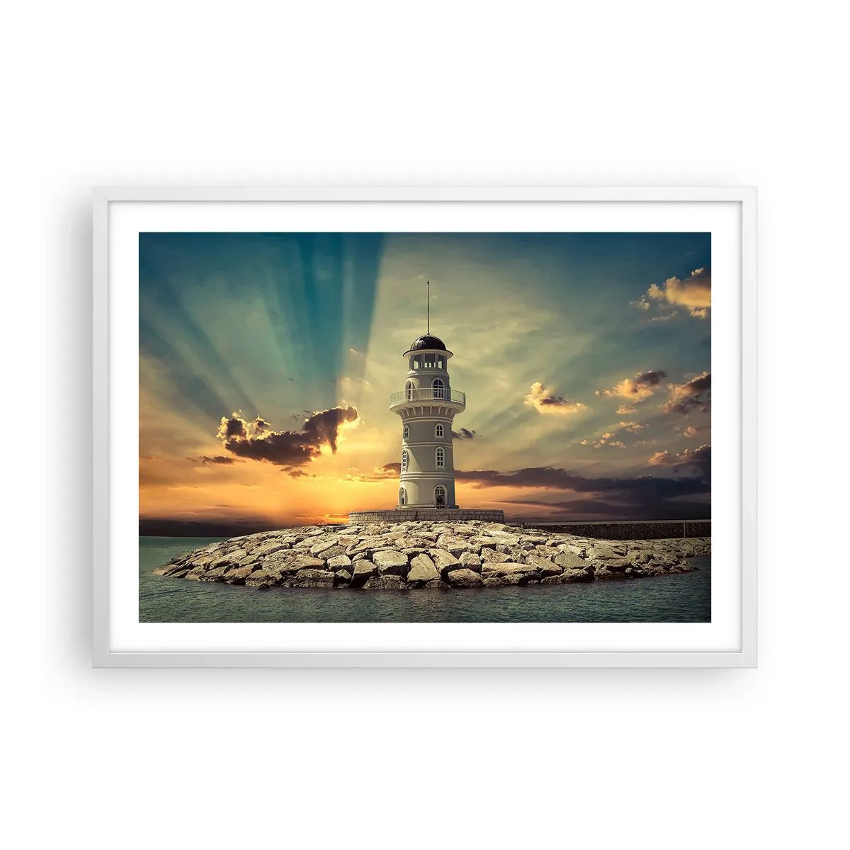 Poster in cornice bianca - Luce - Bontà - Bellezza - 70x50 cm